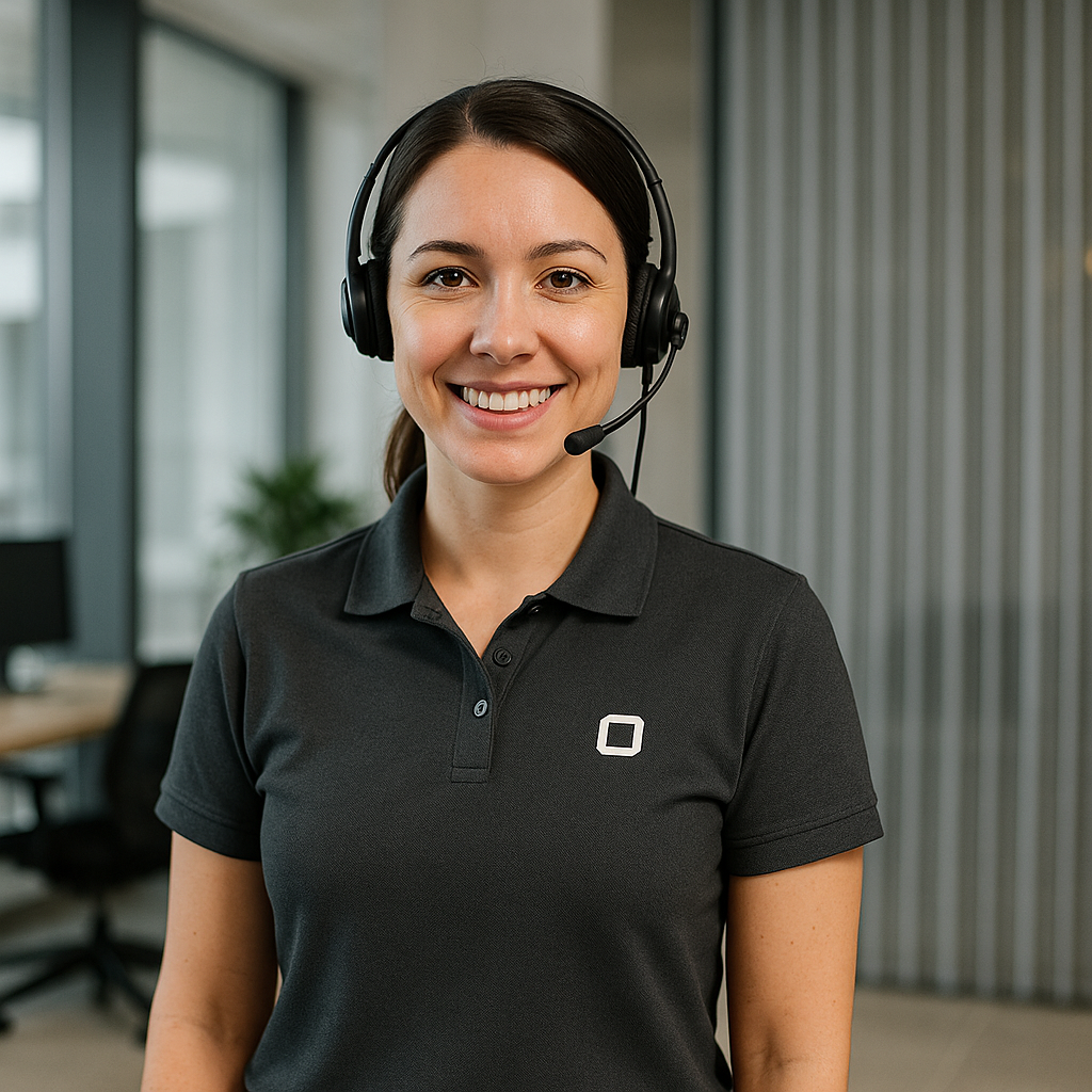 A friendly customer support professional ready to assist with a quote for magnetic curtains.